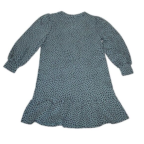 ANN TAYLOR Blue Dress Peplum Flounce Animal Print Sweatshirt Size Medium Petite - Picture 4 of 9